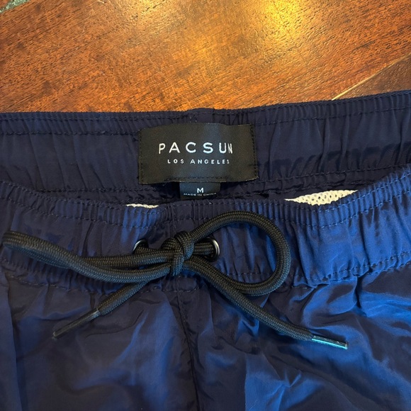 PacSun Men's Navy Blue Swim Trunks with Drawstring - Picture 5 of 6